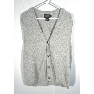 Vintage Eddie Bauer Sweater Vest Cardigan Mens M Beige Made in USA Grandpacore